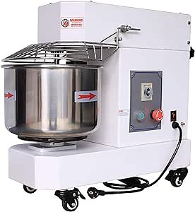 Hakka Commercial Dough Mixer, 20 Qt Spiral Mixer Food Mixer Machine Dual Rotating Dough Kneading Machine with Food-grade Stainless Steel Bowl, Security Shield & Timer