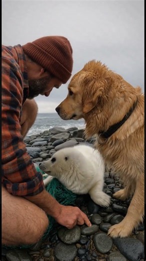 Hero Dog Saves A Harp Seal With The Help Of A Kind Man