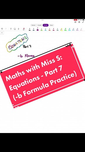 Equations - Part 7 (-b Formula Practice) #howto #maths #tutorial #mathshelp #makingmathseasy #mathstrick #mathshack #variables #algebra #solvingquadratics #solvingquadraticequations #quadratics #minusbformula #findingsolutions #formula #teachingquadratics #practice #mathswithmissS Follow for daily Maths content 💡