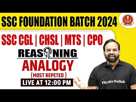 SSC REASONING CLASSES 2024 | ANALOGY REASONING | SSC CGL, CHSL, MTS, CPO 2024 | SACHIN MODI SIR