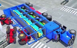 【Wheel City Heroes (WCH) 】有情况的巨型卡车|汽车因洪水而沉没| 警察卡车卡通