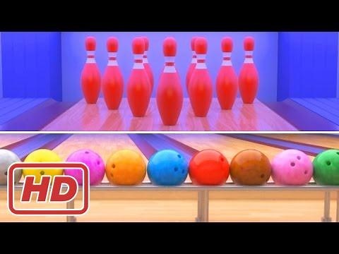 Binkie TV - Learn Colors With Funny Bowling Balls - Red Green Blue Pink - Color Video For Kids
