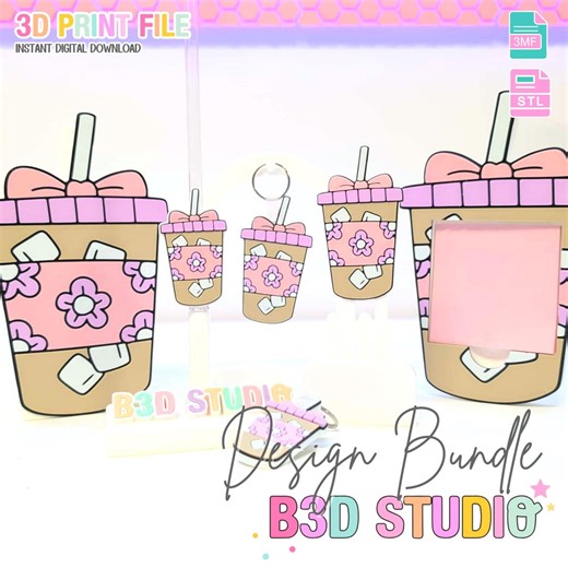 Iced Coffee 3D Print File Bundle: Pen Holder, Trinket Dish (STL & 3MF Digital Download) - Etsy