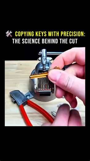 Tech Gadgets Innovations on Instagram: "🛠️ Copying Keys with Precision: The Science Behind the Cut To duplicate a key, a cutting machine follows the shape of the original—tracing every ridge and groove—while cutting an identical pattern into a blank key. Because the spacing and depth of each notch are matched with high accuracy, the duplicate works seamlessly in the lock, just as the original does. Engineering Precision, Everyday Mechanics, How It’s Made, Metal Working, Manufacturing Process, P