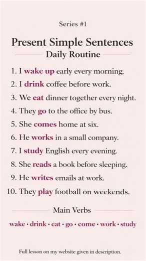 Present Simple Sentences for Daily Routine | Learn English Grammar Basics #Shorts