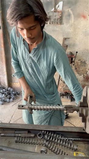 Vintage Old Lathe Spring Making | Simple Pressure Spring from Iron Wire #shortsvideo