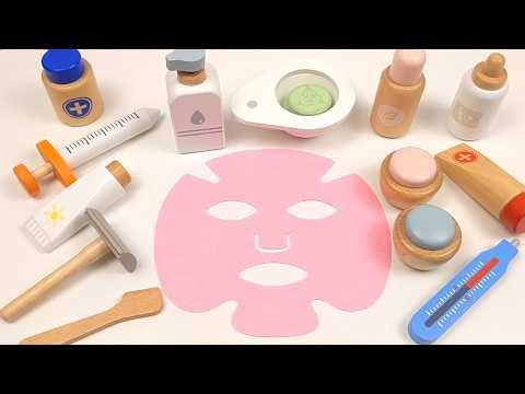 Satisfying Video | ASMR Unboxing Wooden Makeup and Medical Kit Play Set | Wooden Sound | No Talking
