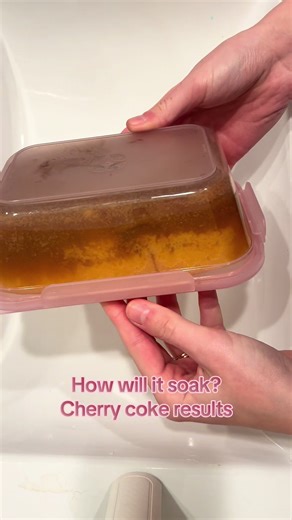 “How will it soak?” Day 3 🍒Cherry coke results!!!🍒 the cherry flavor mixed with the other smells that were already in the sponge made this smell so yum!! 😋 Check out my next video to see what happened when I added in some ds! (hint: it made some bubbly coke lol) 💬comment what i should soak it in next!💬 #howwillitsoak #coke #spongesoak #sponge #CleanTok