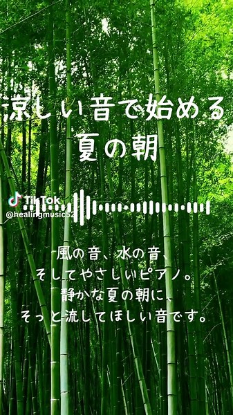 【朝活BGM】夏の調べ ～ 涼やかな音で心がととのう朝 水の音や風の音、そしてやさしく響くピアノ。 暑い季節の朝にも、心をすっと落ち着けてくれるBGMです。 朝の準備、コーヒータイム、深呼吸のひとときにぴったり。 気に入ったら保存して、毎朝のルーティンにぜひ取り入れてくださいね。 #朝活BGM #癒しの音楽 #夏の音 #ピアノBGM #自然音 #healingmusic