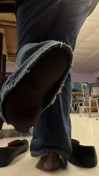 Standing shoe play in her class room. Sweaty nylon feet dipping in her flats.