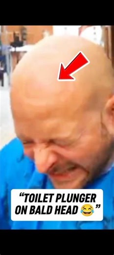 "Bald Guy Gets His Head Vacuumed with a TOILET PLUNGER 😂💀”#bald #prank #toiletplunger #funny #fyp