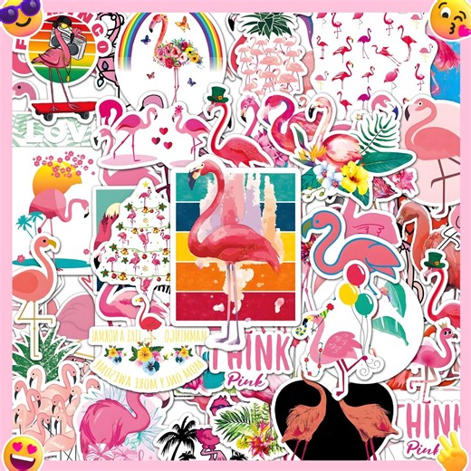 Flamingo Sticker Pack of 50 Tropical Pink Flamingo Decor Gifts Flamingo Theme Birthday Party Invitation Flamingo Calendar Decals - Etsy