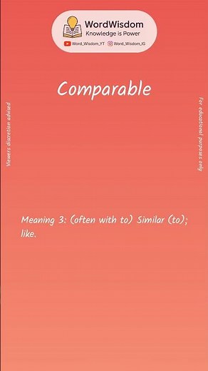 What does "Comparable" mean? | English vocabulary shorts | #comparable #wordwisdom