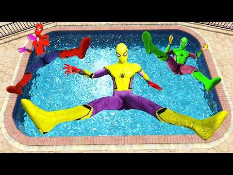 37 Minutes of GTA 5 Rainbow Spiderman Jumping into Pool (Euphoria Physics/Ragdolls) #6