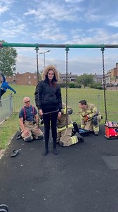 22K views · 400 reactions | A Mom was finally rescued by firefighters after getting stuck in a baby swing for hours. | New York Post | Facebook