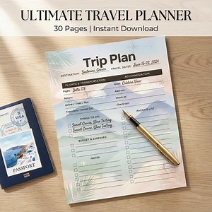 30-page Printable Travel Planner – Trip Itinerary & Budget (digital Download) - Etsy