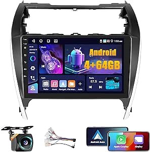 【4+64GB】 Fuluku for Toyota Camry 2012 2013 2014 Android Car Stereo with Wireless Carplay Android Auto, 10'' Touch Screen Car Radio GPS WiFi, Bluetooth SWC Mic Backup Camera Mirror Link