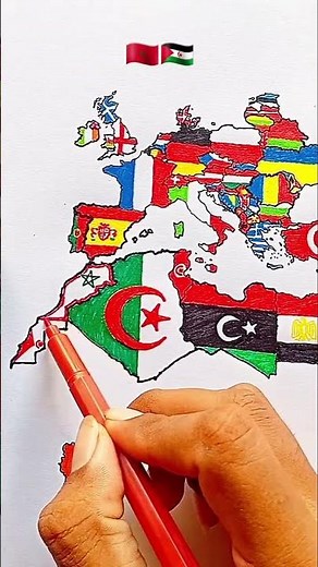 Draw Flag Map of Morocco 🇲🇦 #morocco #westernsahara