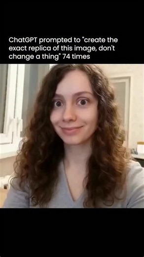 NextMind Media on Instagram: "ChatGPT was challenged to perfectly replicate a photo, then recreate its own output 74 times in a row. The result is a perfect illustration of Model Collapse. What begins as a clear portrait quickly begins to unravel. With each successive generation, tiny compounding errors are introduced in the face, eyes, hair, and colors, until the final images barely resemble the original source at all. This phenomenon is essentially the AI version of the classic telephone game.