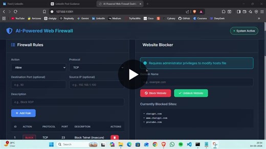 #cybersecurity #ai #firewall #machinelearning #python #scapy #networksecurity #studentproject #learningjourney | Om seshdev Nayak
