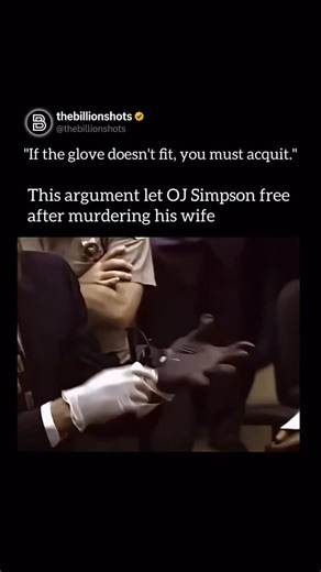 The Billion Shots™ on Instagram: "In 1995, O.J. Simpson participated in a pivotal demonstration during his murder trial by attempting to put on the “bloody gloves” discovered at the crime scene and his estate. Because the leather had likely shrunk from being soaked in blood and repeatedly frozen for evidence storage, Simpson appeared to struggle significantly to fit his hands into them. This visual failure allowed defense attorney Johnnie Cochran to famously argue, “If it doesn’t fit, you must a