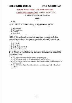 PART-I STRUCTURE OF ATOM MCQs; PLANCK`S QUANTUM THEORY; SPECTRUM; DISCOVERY OF SUB-ATOMIC PARTICLES;