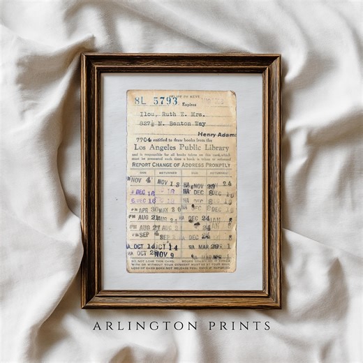 Vintage Library Card Print - Antique Book Checkout Art, Nostalgic Literary Wall Decor #7944 - Etsy