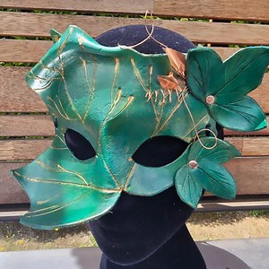 Hand-made Leather Ivy Mask With Copper Leaf - Etsy Australia