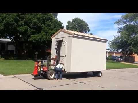 My new shed: Cardinal Buildings Shed Delivery - heavy duty Mule shed forklift