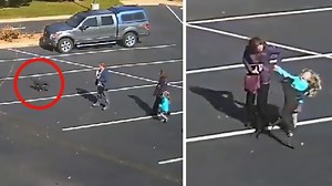 Terrifying moment dangerous dog attacks 5-year-old girl outside church