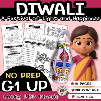 Diwali Lantern Craf– The Festival of Lights | NO PREP Diwali Worksheets & Crafts