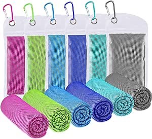 [6 Pack] Cooling Towel (40"x12"), Cooling Towels for Neck and Face, Sweat Towel, Soft Breathable Chilly Towel Stay Cool for Yoga, Sport, Running, Gym, Workout, Gym Towels for Sweat