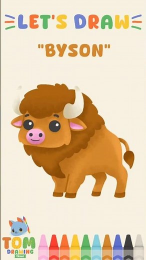 How to Draw a Bison for Kids | Easy & Cute Drawing Tutorial #drawingforkids #howtodraw #learning