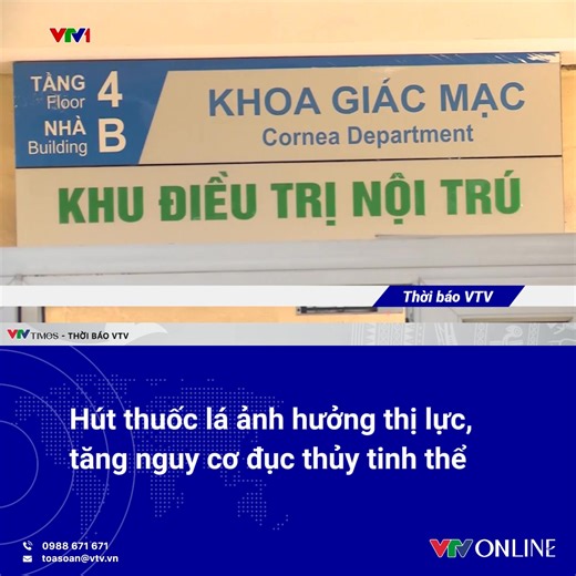 Việt Nam nằm trong nhóm các quốc gia có tỷ lệ hút thuốc lá cao trên thế giới, với khoảng 15,6 triệu người đang sử dụng thuốc lá. Theo cảnh báo của các chuyên gia Bệnh viện Mắt Trung ương, khói thuốc không chỉ gây bệnh phổi hay tim mạch mà còn làm tăng nguy cơ mắc nhiều bệnh lý nhãn khoa, khiến số ca bệnh về mắt liên quan đến thuốc lá ngày càng gia tăng. | Báo điện tử VTV