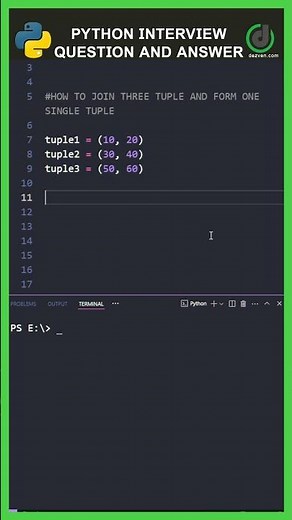 Python Interview Question #8 🐍 | 🔥 Concatenate Tuple | Python interview topics | #python #tuple