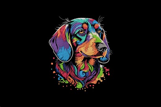 Colorful Dog Embroidery Design, Dog Machine Embroidery, 4 Sizes, Instant Download - Etsy