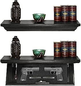 Tactical Traps Patriot 35S Compact Gun Shelf with Trap Door | Compact Firearm Storage with RFID Lock | Easy Installation | Secure & Safe Compartment | 22 ½ ” X 10 ¼” X 4” - Ebony