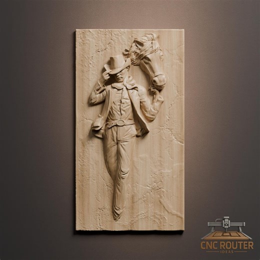 Cowboy With Horse Relief – 3D Wood Carving STL File for CNC Router (digital Download) - Etsy