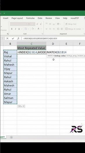 Find the Most Repeated Value in Excel | Excel Functions