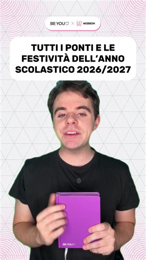 📚 TUTTI I PONTI E LE FESTE PER L'ANNO SCOLASTICO 2026/2027! ✍🏼 li conoscevate già tutti?? ps: in questo video vi mostriamo anche gli interni della nuova collezione dei diari Be You! 🛍️ puoi trovare i loro diari nelle migliori cartolerie e librerie, nei supermercati, negli ipermercati e online. corri a scoprire tutta la collezione sul sito www.be-you.it! #adv #diario2027 #beyou2027 #backtoschool
