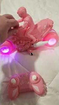 Pink RC Motorcycle for Girls with RGB Light-Up Wheels 🏍️ | 360° Stunt RC Dirt Bike Toy Review & Demo