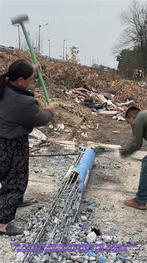 Scrap Metal Processing Workers Separating Materials From Debris