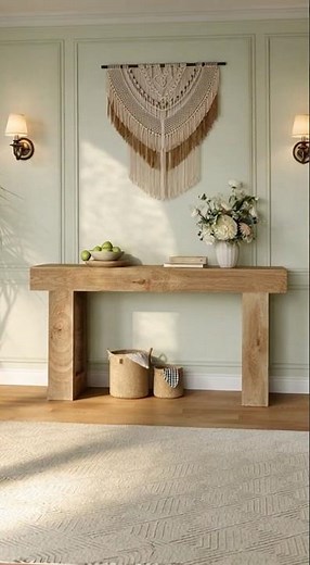 🌳 Natural Wood Console Table: Spring Home Refresh!