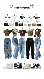 1.7M views · 10K reactions | fashion__ideaz Build your perfect outfit ✨ Tops, bottoms, shoes, and bags—what's your pick?" . . . . #virtualstylist #baggyjeans #baggyclothes #baggypants #outfitinspo #ootd #dailyoutfitinspo #aestheticoutfit #streetstyle #casualwear #styleinspo #outfitideas | Fashionideas | Facebook