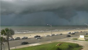 Waterspout comes ashore in Galveston
