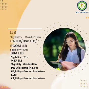 Admission open at OPJS University For all the LLB Courses You Can start LLB with BA|| B.com|| BBA|| MBA after 12th with any UG Course from OPJS University Book Your seat by Making Your Registration done on :- 8306377701 || 8306377718 or visit at :- www.opjsuniversity.edu.in to know More about University #DirectAdmissionOPJS #OPJSLLBCourse #LLBCoursewithug #BBALLB #BComLLB #mballb #LLM | OPJS University