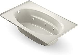 Jacuzzi SIGNATURE Acrylic Drop-In Bathtub, Heated Jet Massage Tub, Slip Resistant, Left Drain Placement, 72" (L) x 42" (W), Oval In Rectangle, 3-Tile Flange, Oyster