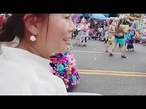 Body painting festival on street New York city Body art