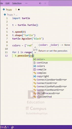 Create an Amazing Colorful Spiral Design using Python Turtle 🐢