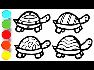 How to Draw 4 Types of Turtles | Drawing and Painting Animals for Kids, Toddlers - Videos For Kids